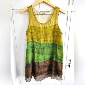 Hendi linen multi color sheer tank Size L